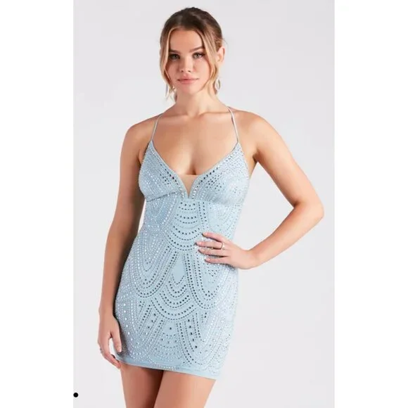 Windsor | Dresses | Windsor Alexa Blue Rhinestone Embellished Spaghetti Strap Mini Dress Size Medium | Poshmark Windsor | Dresses | Windsor Alexa Blue Rhinestone Embellished Spaghetti Strap Mini Dress Size Medium | Poshmark